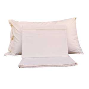 Parure de draps 100% coton beige, taille simple, avec taie d'oreiller, fabrication allemande - Product Image 1