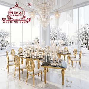 <b>Round</b> party wedding serpentine <b>table</b> with black glass <b>table</b> top for events - Product Image 1