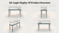 Vitrine de présentation de bijoux de luxe haut de gamme avec éclairage LED, acier inoxydable et verre trempé pour magasin de vente au détail de bijoux