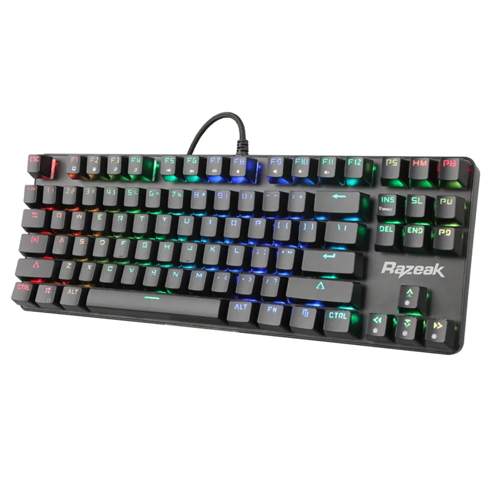 DIY 87 Keys RGB Backlit Lighting Switch LED Keyboard Wired Gaming Mechanical Keyboard