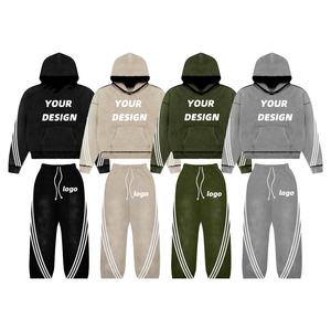 2025 Oem fabricant double taille baggy empilé pantalon survêtement personnalisé y2k strass flare pantalons de survêtement et ensembles de sweat à capuche - Product Image 4