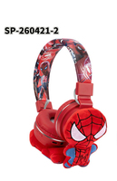 Headphone Nirkabel Spider-Man untuk Anak, Headset Bluetooth Lipat Over-Ear dengan Boneka Plush, Headphone Gaming Kartun untuk Anak Laki-laki