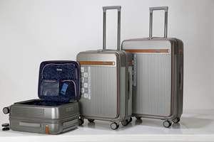 Valise thermoformée en PC de style nouveau avec poche avant et double fermeture éclair antivol, tube en aluminium et serrure à code. - Product Image 2