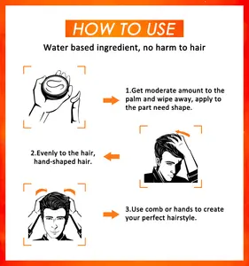 Saç pomatı OEM/ODM 100/150/200ml özel şekillendirici jel organik güçlü tutun erkekler için saç vaksı