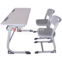Chaise de bureau double classique moderne pour salle de classe Mobilier en bois stable et durable avec fente pour stylo pour un apprentissage efficace