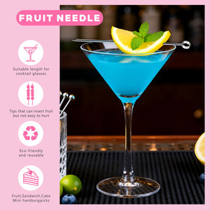 Cocktail Picks 304 thép không gỉ tăm xỉa răng tái sử dụng Cocktail xiên trang trí Picks Đẫm Máu Mary xiên cho món khai vị trái cây - Product Image 5