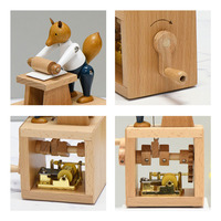 Boîte à musique en bois à manivelle de 21 cm, jouet animal, cadeau écologique, directement de l'usine