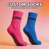 Nouvelles chaussettes de yoga et de pilates à volants personnalisées pour femmes, impression numérique, respirantes, antidérapantes, avec grip pour le fitness