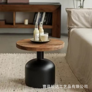 Custom-made cream-colored <b>small</b> <b>round</b> wooden coffee <b>table</b> for bedroom, living room, <b>small</b> apartment, sofa <b>side</b> <b>table</b>, tea - Product Image 2