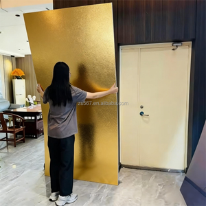 Panneau <span class=keywords><strong>mural</strong></span> en PVC de luxe finition jaune métallisé, effet miroir doré brillant, anti-traces de doigts, résistant aux rayures, pour salle de bain et entrepôt - Product Image 3