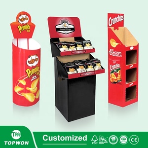 Topwon Custom Supermarket Advertising POP <strong>Paper</strong> Floor <strong>Pallet</strong> Snacks <strong>Display</strong> Racks Cardboard Chips <strong>Display</strong> Stand - Product Image 4