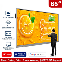 Écran tactile interactif numérique tout-en-un 65 75 86 pouces 4K HD LCD LED pour salle de classe