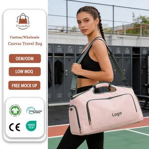 <span class=keywords><strong>Sac</strong></span> <span class=keywords><strong>de</strong></span> <span class=keywords><strong>sport</strong></span> personnalisé rose pour femme, <span class=keywords><strong>sac</strong></span> <span class=keywords><strong>de</strong></span> voyage robuste en toile <span class=keywords><strong>de</strong></span> coton avec poche et compartiment à chaussures - Product Image 1