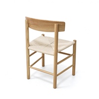Chaise de salle à manger empilable en bois massif naturel, dossier simple de style nordique avec assise en corde tressée à la main