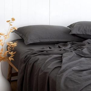 Hot Bán Hữu Cơ Bông Linen Kết Cấu Tấm Ga Trải Giường Đặt 15 ''Sâu Túi Mềm Mại Mát Mẻ Thoáng Khí & Bền-Nhà Máy Trực Tiếp - Product Image 3