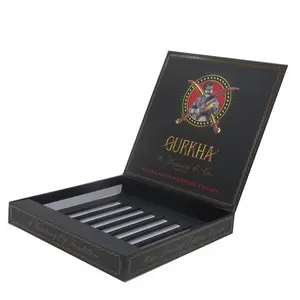 手工纸板雪茄盒定制纸盒带铰链盖磁性闭合礼品盒托罗雪茄