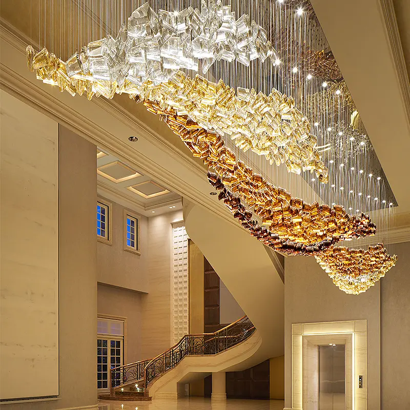 ما بعد الحداثة LED الهندسة الثريا التخصيص لوبي الفندق سوبر ماركت مبنى تجاري الفن قلادة ضوء