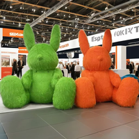 Grand ballon gonflable rose en forme de lapin ou d'ours, peluche longue et rembourrée, jouet de dessin animé, lapin de Pâques, facile à installer pour la décoration d'événements et de fêtes