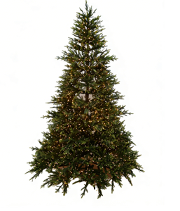 ต้นคริสต์มาสประดิษฐ์ขนาด 7 ฟุต แบบเหมือนจริง พร้อมเข็มพีอีและขาตั้งโลหะ |   ไฟ LED หลากสี |   ใช้ภายในอาคาร |   ขายส่ง - Product Image 1