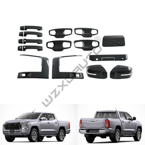 WZXD 2024 Customized Gloss Black Carbon Car Door Handle <b>Mirror</b> Lamp Trim ABS <b>Plastic</b> for Triton L200 - Product Image 2