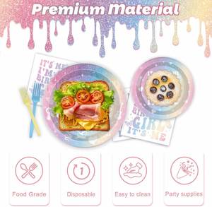 Assiette en carton jetable ronde de 9 pouces, approuvée par la FDA, motif Joyeux Anniversaire Arc-en-ciel Pastel, 350 g/m², fournitures de fête - Product Image 4