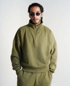 Sudadera con capucha en blanco con logotipo personalizado orgánico ultra pesado para correr, respetuoso con el medio ambiente, con hombros caídos, sudaderas con cremallera de gran tamaño - Product Image 5