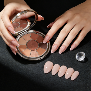 Hoge kwaliteit, puur roze, nude en amandelkleurige nagels. Eenvoudige, effen gekleurde nagelstickers in Europese stijl, gemakkelijk te dragen - Product Image 5