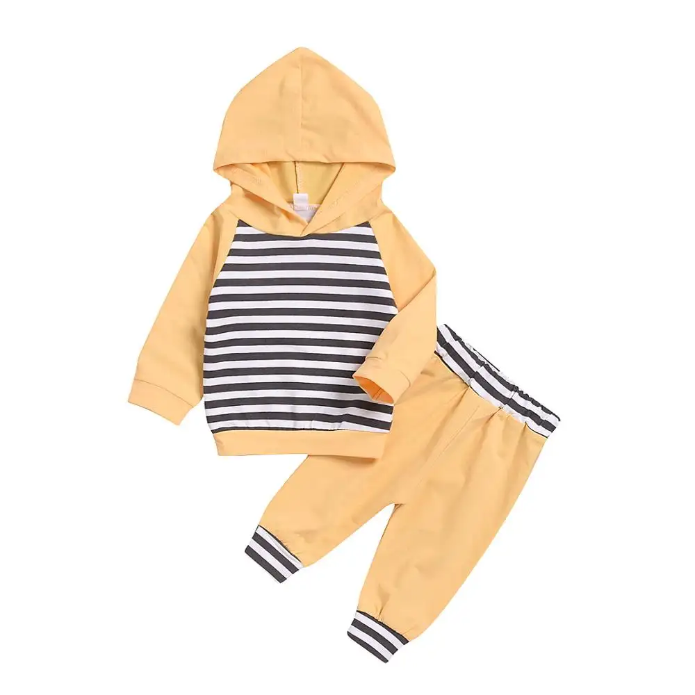 Neue heiß verkaufte Boutique Mode gestreifte Hoodie Hose zweiteilige Baby Kleinkind Großhandel Bangladesch Kleidung 2018