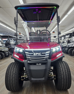 Electric <b>Golf</b> Cart 4 Wheels 24V Lithium Battery Double Motor 400W Modern Style Red Roof Black Seats - Product Image 2
