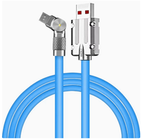 Câble USB C Type C à charge rapide, câble en silicone Type-C mâle vers USB A mâle, avec un angle de 180 degrés ° Câble de charge rapide rotatif