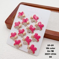 Perhiasan XUPING Lapis Emas 18K Set Anting Stud Enamel Gaya Campuran Motif Bunga Hati Kartun Lucu untuk Pesta Anak Grosir