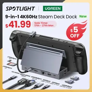 UGREEN a vapore ponte Dock 4 k60hz 9 porte RJ45 PD100W USB C mozzo compatibile con il ponte a vapore ROG LEGION Go iPhone 15 Pro/Pro Max