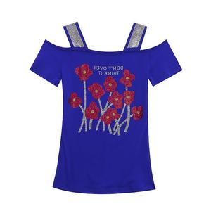 Nueva Blusa Corta de Mujer <span class=keywords><strong>con</strong></span> Hombros Descubiertos y <span class=keywords><strong>Espalda</strong></span> Estilizada, de Doble Capa de Seda Helada <span class=keywords><strong>con</strong></span> Pedrería Exquisita y Manga Corta - Product Image 5