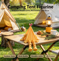 Figurine de tente imprimée en 3D avec articulations mobiles, décoration mignonne pour étagère de bibliothèque, ornement unique pour présentation sur table, décoration de bureau à domicile