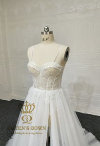 <span class=keywords><strong>Abito</strong></span> da sposa personalizzato Sexy Modulare <span class=keywords><strong>trasparente</strong></span> <span class=keywords><strong>Tulle</strong></span> <span class=keywords><strong>abito</strong></span> da sposa con cinturino sottile elegante tuta da sposa abiti da sposa - Product Image 4