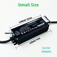Transformateur adaptateur pour driver LED simple homologué ETL, 60W 12V DC 5A, alimentation étanche IP65 100-277V AC vers 12V DC