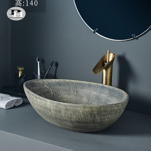 Lavabo Artistico di Lusso Ecologico Resistente all'Acqua in Ceramica con Forma Ovale a Foglia per Lavandini <span class=keywords><strong>da</strong></span> <span class=keywords><strong>Bagno</strong></span> di Hotel - Product Image 2