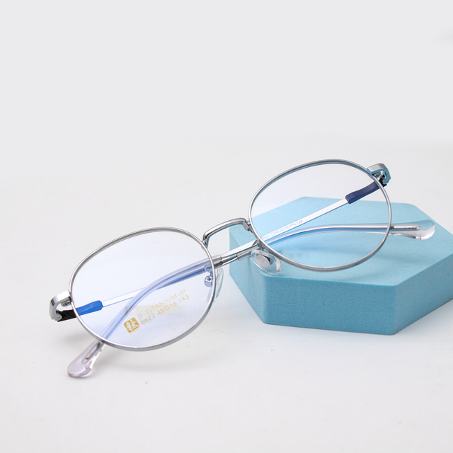 Custom Unisex Vintage Titanium Eyeglasses Blue Light Feature for Reading Black Gray Frame in PC Material Options Blue Black Gray