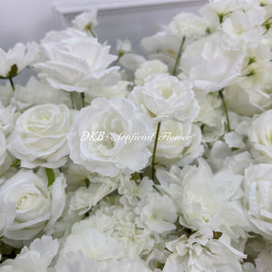 Custom Handmade Silk Flower Roll up 2 meter flower runner white Rose Flower runner Backdrop - Product Image 5
