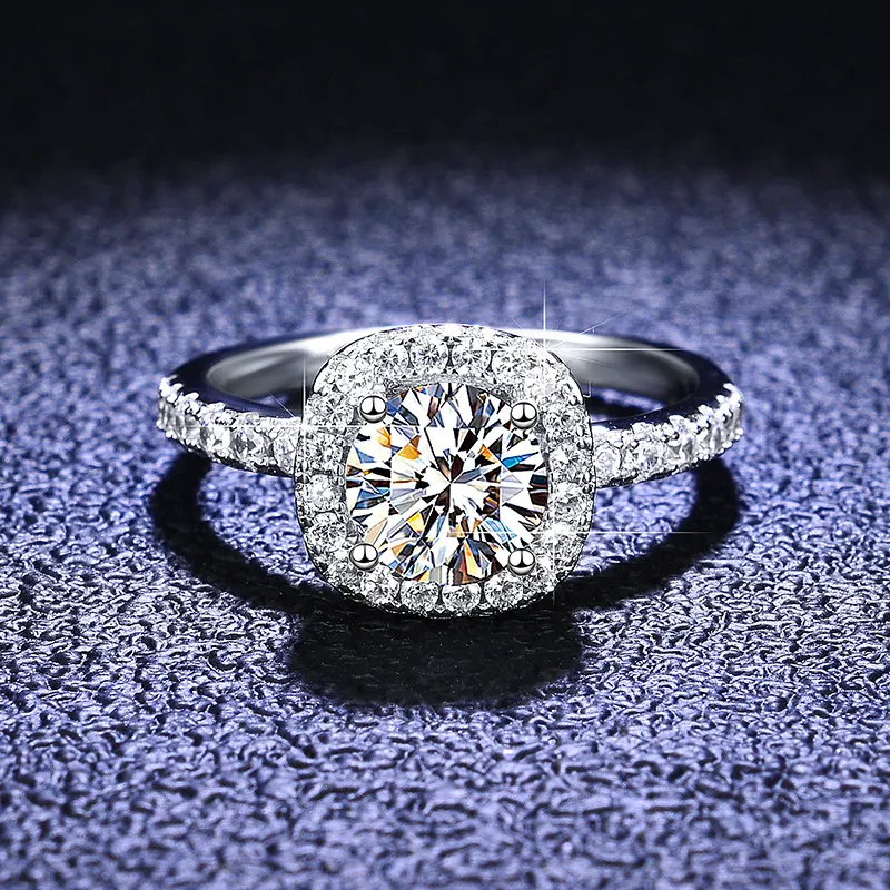 1 2 3 karat yeni Model 925 ayar gümüş mozanit yüzük lüks takı nişan yüzüğü düğün kadınlar için