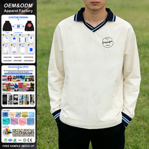 เสื้อโปโลรักบี้ชายคุณภาพสูงขายส่ง แขนยาว แฟชั่น คอวี ปรับแต่งได้ พร้อมเชือกผูกชายเสื้อ - Product Image 1