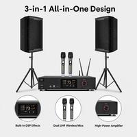 Sistema de Karaoke Profesional 3 en 1, Amplificador DSP, Micrófonos Dobles con Cable, Altavoz PA de 8 Pulgadas, Metálico, Android, para el Hogar, KTV, Bar