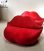 Sofá Moderno en Forma de Labios, Cómodo Sofá para Sala de Estar, Sofá Rosa para Salón de Espera