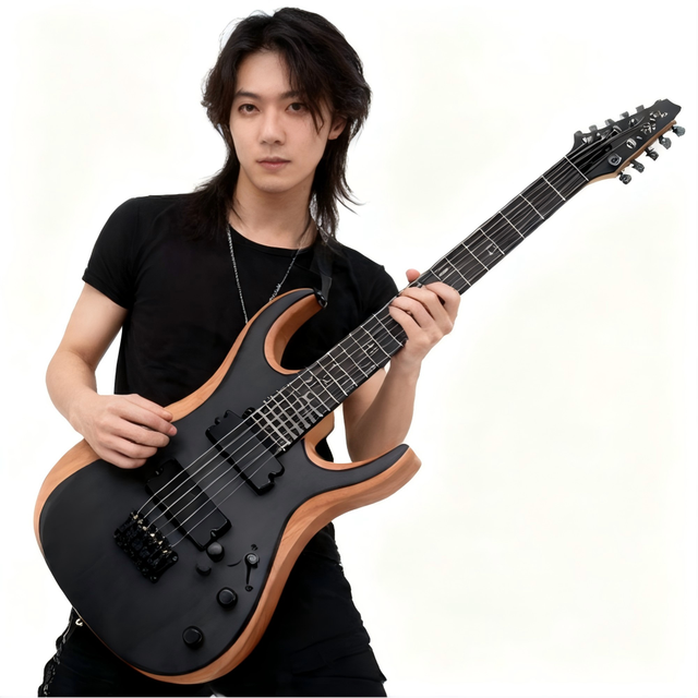 High Quality Professional Oblique Seven-String Electric Guitar Basswood Maple Back/Side Ebony Fingerboard Cross-Border Design