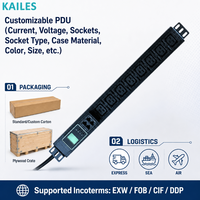 KAILES(KLS) Rack de serveur vertical PDU 16A 200-240VAC 3840W avec fonction de mesure RS485 7 prises C19 Équipement informatique industriel