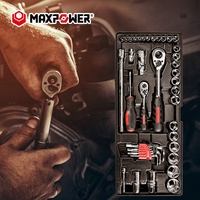 Maxpower Boîte à Outils Mécanique Auto Complète 90 Pièces, Robuste, à 3 Tiroirs