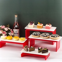 Mutil funtion Premium Acryl würfel Food Display Stand Nesting Weiß Runde Buffet Acryl Display Riser Zylinder Stand für Party