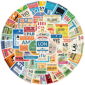 50 Uds. Tarjetas de embarque personalizadas no duplicadas, pegatina de vinilo de PVC impermeable para equipaje, portátil, botella de agua, teléfono móvil - Product Image 1