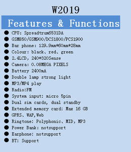 GSM Điện Thoại Lớn 2.4 Inch GSM Mở Khóa Trung Quốc Điện Thoại Di Động Với Bàn Phím Lớn Lớn Loa Màn Hình Lớn Điện Thoại Di Động W2019 - Product Image 6