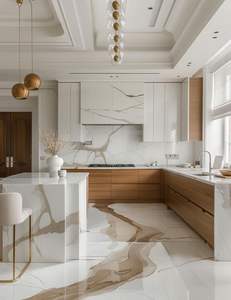 Armoires de cuisine modernes en bois de chêne laqué personnalisables haut de gamme pour les espaces de cuisine d'appartements de luxe - Product Image 5